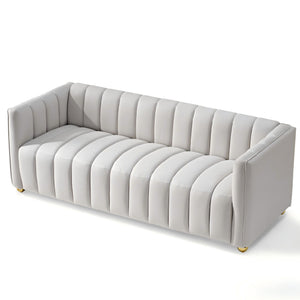 Vertical Channel Tuft Sofa For Apartment Lounge - Ivory