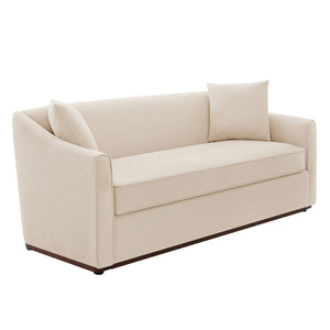 3 Seater Sofa With Wrap Around Armrests And Throw Pillows, For Living Room - Oatmeal