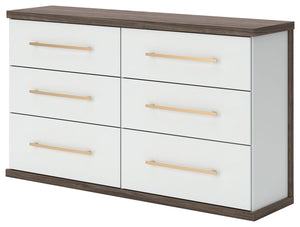 Kendanport - 3 Pc. - Dresser And 2 Nightstands - Brown / White