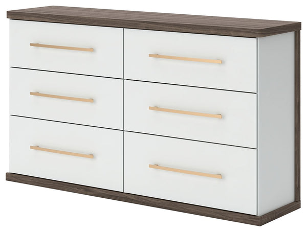 Kendanport - 3 Pc. - Dresser And 2 Nightstands - Brown / White
