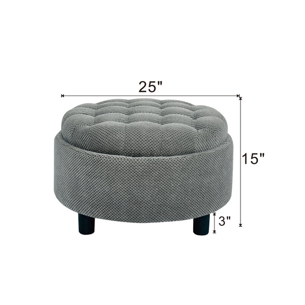 Storage Round Footstool Table Ottoman
