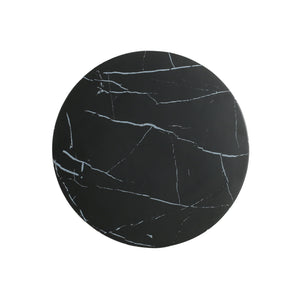 Outdoor Lightweight Concrete BMarble Effect Side Table, Living Room End Table - Black / Marble