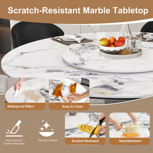Round Dining Table With 6 Chairs Set - Silver