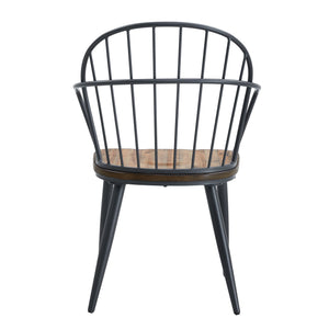 Industrial Inspired Indoor Dining Chair With Metal Legs And Birch (Set of 2) - Black / Natural