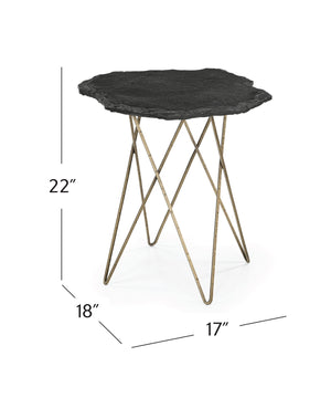 Cleo - Accent Table - Antique Brass / Black Slate