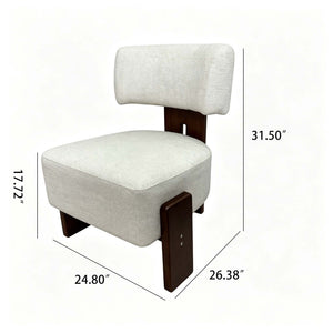 Geometric Armless Accent Chair - Beige / Brown
