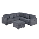Upholstered L - Shaped 4 Piece Sectional Set With USB, Cocktail Ottoman