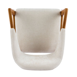 Indoor Upholstered Dining Armchair (Set of 2) - Beige / Teak