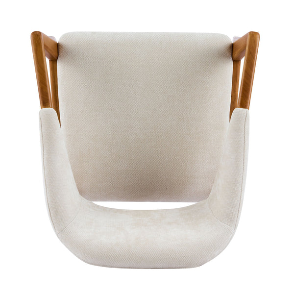 Indoor Upholstered Dining Armchair (Set of 2) - Beige / Teak