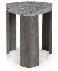 Surmour - Triangle End Table - Gray / Brown