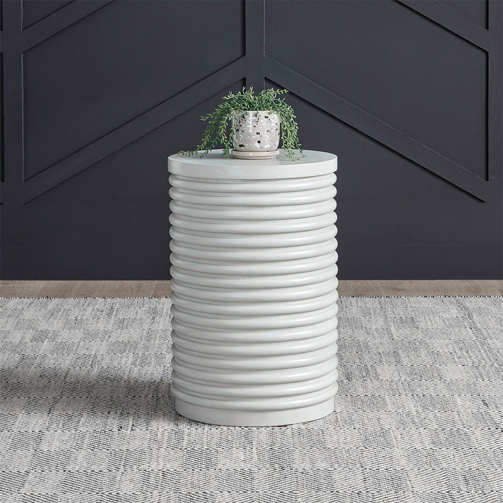 Berkley Square - Round Chairside Table - Linen & Khaki