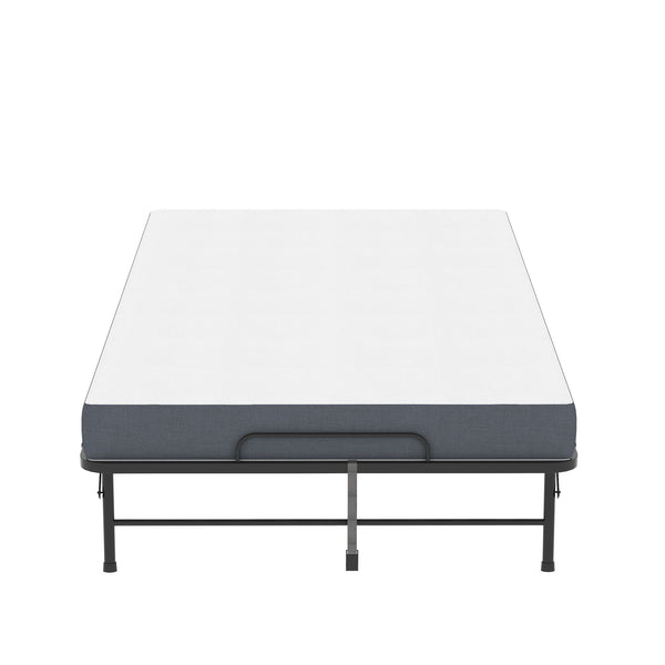 Twin Wide Folding Bed For Tall People, Extra Long & Wide Rollaway With Memory Foam, Heavy-Duty - Black