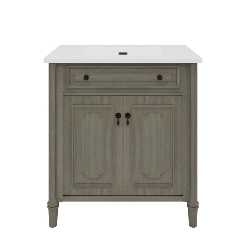 Vintage Bathroom Vanity With Sink, Rustic Cabinet With Soft Close Doors