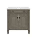 Vintage Bathroom Vanity With Sink, Rustic Cabinet With Soft Close Doors