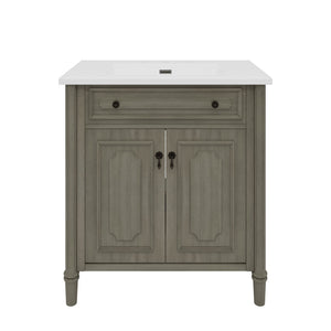 Vintage Bathroom Vanity With Sink, Rustic Cabinet With Soft Close Doors