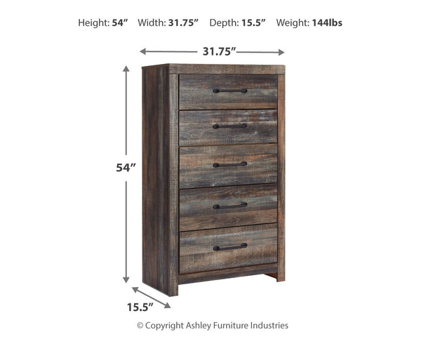 Drystan - Five Drawer Chest - Brown / Beige