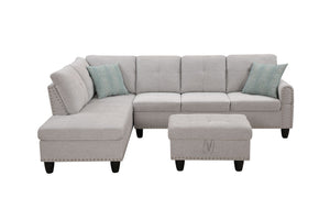 Alger - Left Hand Facing Sofa & Chaise With Ottoman