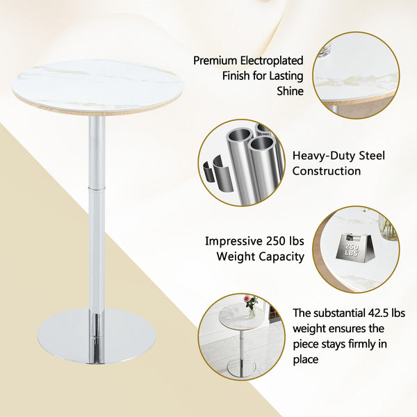 Circular Bar Table - White / Silver
