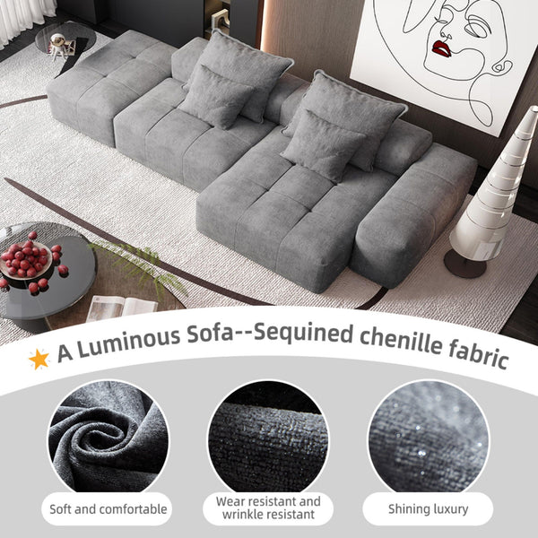 Modern Oversized, Modular Sectional Sofa With Pillows