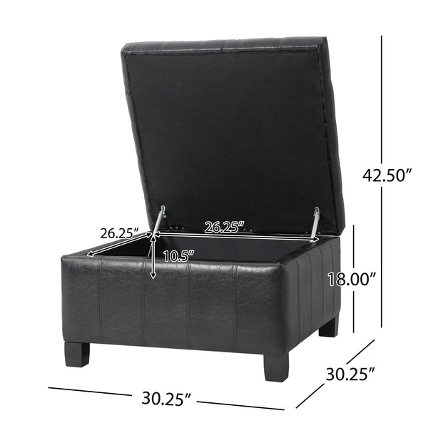 Square Tufted Indoor Ottoman With Lift-Top Storage
