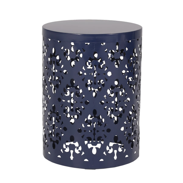 Modern Iron Cut Design End Table (Set of 2) - Navy Blue