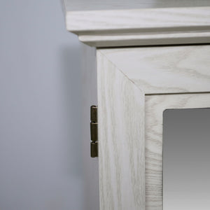 Sideboard Cabinet With Mirrored Doors, Adjustable Shelf, Metal Handles