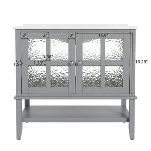 Bathroom Vanity With Ceramic Sink, Adjustable & Open Shelf