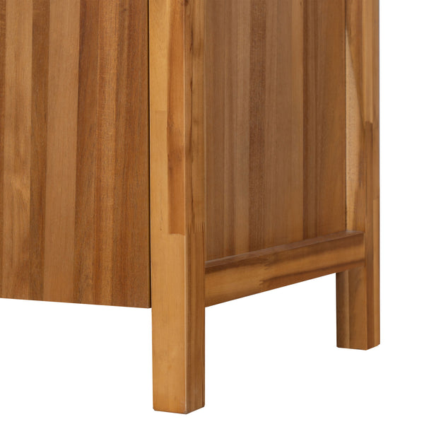 Tall Storage Bookcase Cabinet With 2 Open Shelves & Double Doors, Freestanding Shelving Unit - Natural