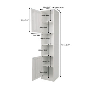Tall Bathroom Cabinet With Adjustable Shelves, Louvered Door Floor Standing Storage Unit - White