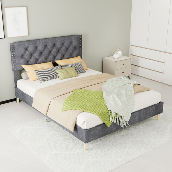 Upholstered Bed With Tufted Headboard