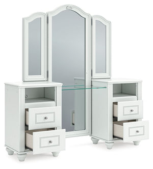Kozlani - 3 Pc. - Vanity, Mirror And Stool - White