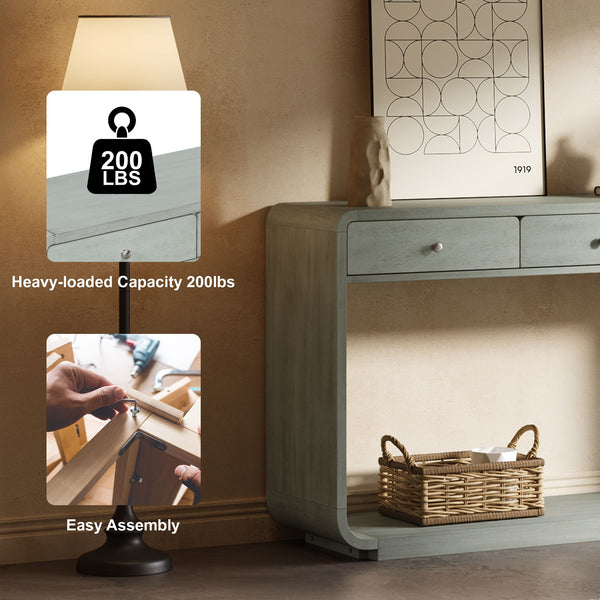 Console Table With 3 Drawers And Display Shelf