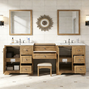 Double Sink Bathroom Vanity With Countertop, 2 Ceramic Sinks, 6 Drawers, Soft Close Design