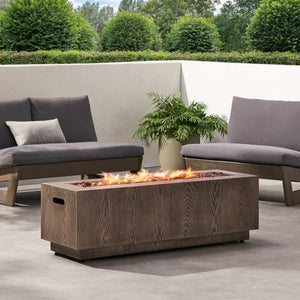 Wellington Square Iron Fire Pit With Wood Pattern Design And 50, 000 Btu Output