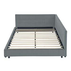 Elegant Storage Upholstered Tufted Bed Frame With Backrest And Armrests