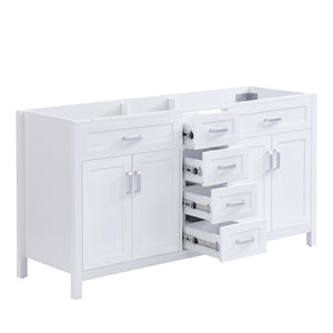 Bathroom Vanity Cabinet Only, Soft Close Doors & Drawers, 4 Drawers & 2 Double Door Cabinets - White