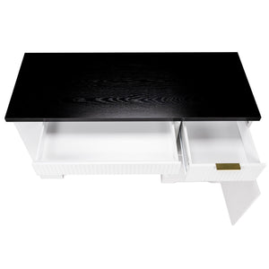 Modern Fluted Office Desk With Storage Cabinet
