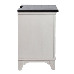 Allyson Park - 2 Drawer Nightstand With Charging Station - Wirebrushed White / Charcoal