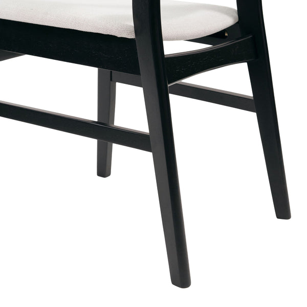 Dining Chairs With Upholstered Seat (Set of 2) - Black / Light Beige