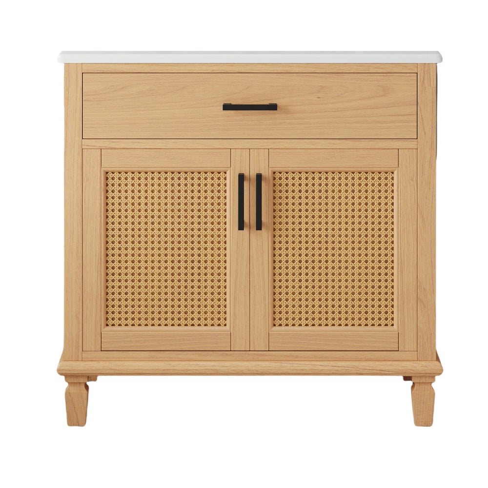 Bathroom Vanity With Ceramic Sink, Modern Free Standing Cabinet With Soft Close Drawers