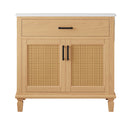 Bathroom Vanity With Ceramic Sink, Modern Free Standing Cabinet With Soft Close Drawers