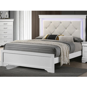 Tufted Headboard Bed With LED Lighting