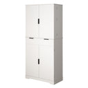 Fluted Kitchen Pantry Cabinet With 3 Keyboard Drawers & 6 Adjustable Door Shelves