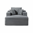 Convertible Chaise Lounge Chair With Wide Armrest & Throw Pillows