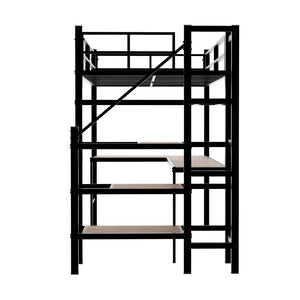 Loft Bed With L-Shaped Desk, Large Storage Space