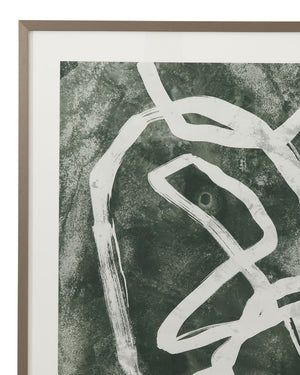 Chalk Line II Framed Print - Green / White