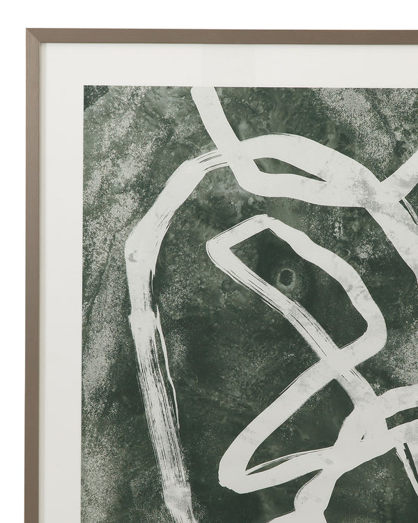 Chalk Line II Framed Print - Green / White