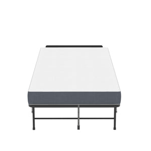 Twin Folding Bed With Adjustable Headboard, Memory Foam For Tall People, Heavy-Duty Portable On Wheels, Easy Assembly - Black