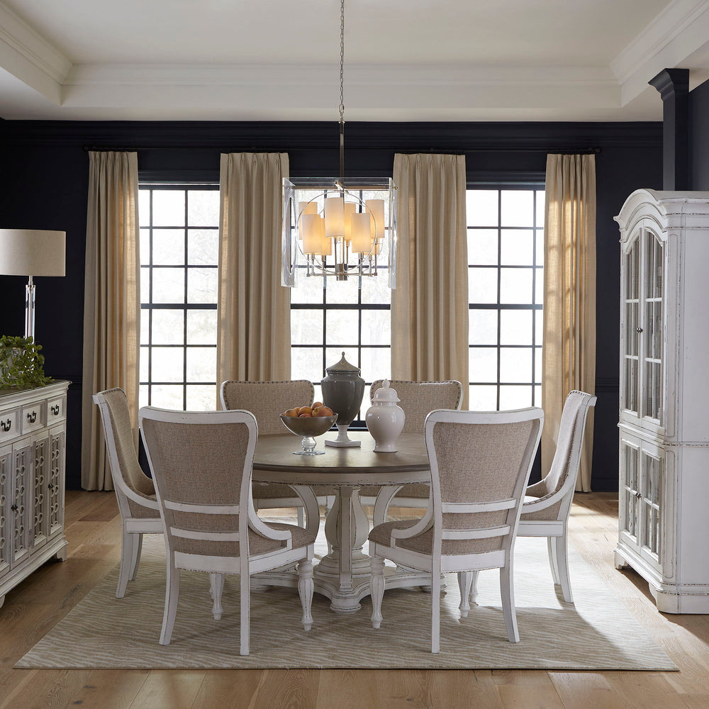 Magnolia Manor - 7 Piece Round Ped Table Set - Antique White