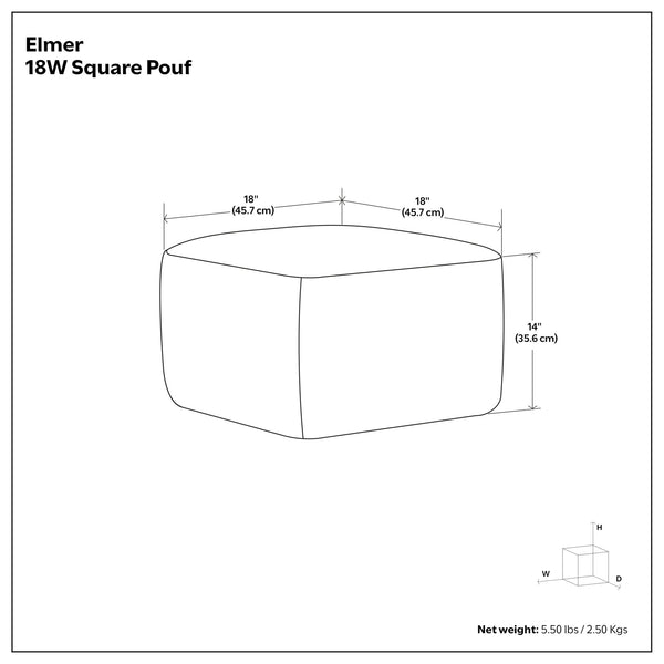 Elmer - Square Woven Pouf - Natural / Gray